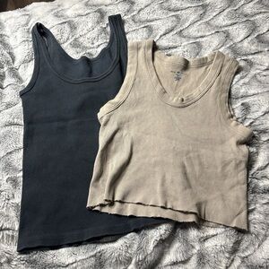Brandy Melville Black and Tan Tank Tops
